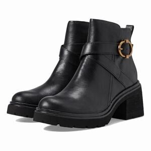 Sofft Jeanine Black Leather Lug Sole Ankle Booties